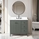 preview thumbnail 47 of 95, Vanity Art 36" Single Sink Bathroom Vanity Cabinet with Engineered Marble Countertop 36"/Matte Black Handle - Linear Vintage Green