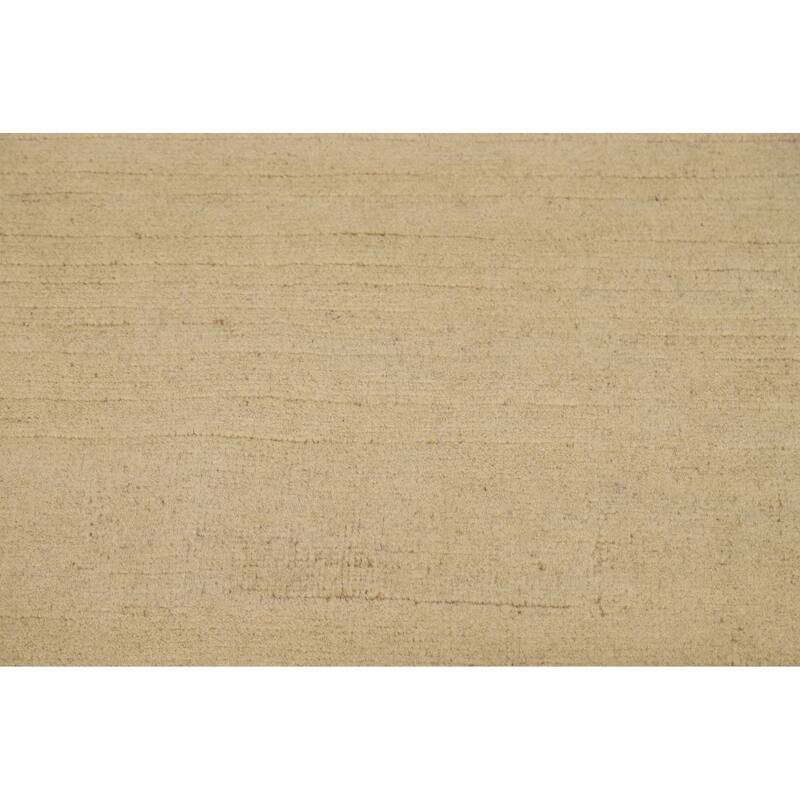 Modern Gabbeh Oriental Foyer Rug Hand-Knotted Beige Wool Carpet - 3'0"x 5'0"