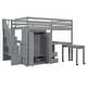 preview thumbnail 16 of 25, Full Size Loft Bed with Stairs, Bookshelf, Desk & Wardrobe - Space-Saving Multifunctional Furniture for Kids & Teens-White