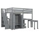 preview thumbnail 46 of 56, Full Size Loft Bed with Stairs, Bookshelf, Drawers, Desk & Wardrobe - Space-Saving Multifunctional Furniture for Kids & Teens