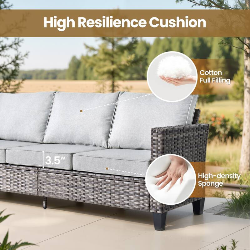XIZZI 7-piece Outdoor Patio Furniture Set Wicker Chairs with Fire Table