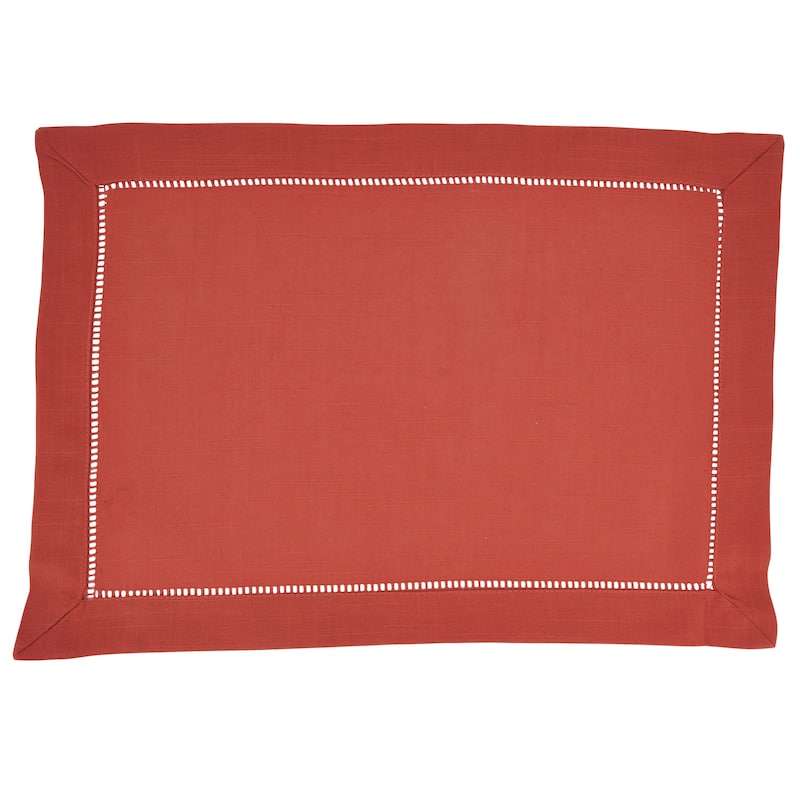 Hemstitched Border Design Table Mats (Set of 12) - 14"x20"