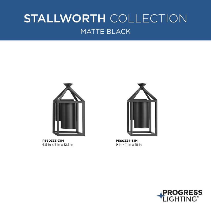 Stallworth Collection One-Light Matte Black Contemporary Outdoor Large Wall Lantern - 9 in x 11 in x 18 in