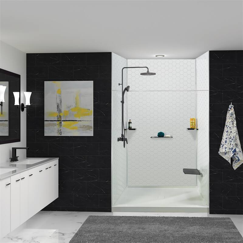 Transolid K-SS17-SSC Shower Shelf Kit - 17-in Shower Shelf and 2 Corner shelves - 17x4.45x0.78 - Matte Black