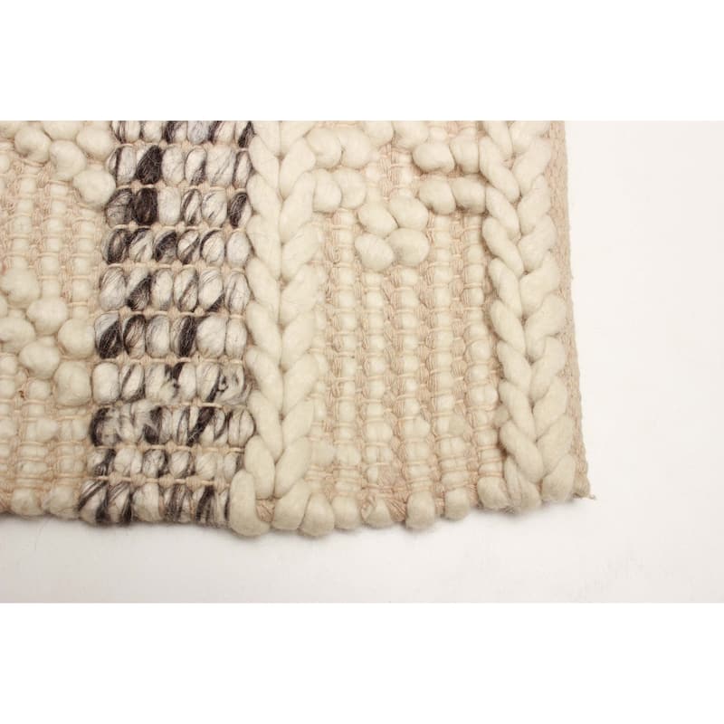 ECARPETGALLERY Braid weave Sienna Cream Wool Rug - 5'2 x 7'7