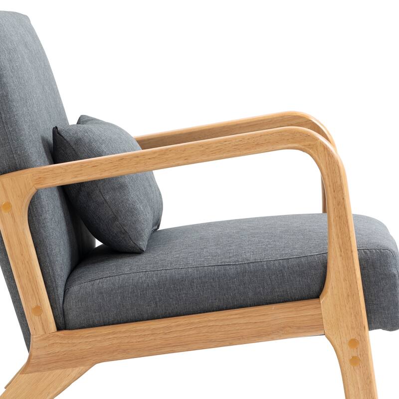 Briston 2 Set Mid Century Modern Wood Accent Chairs with pillow