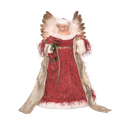 Transpac Fabric 15.75 in. Multicolor Christmas Ornate Gilded Angel