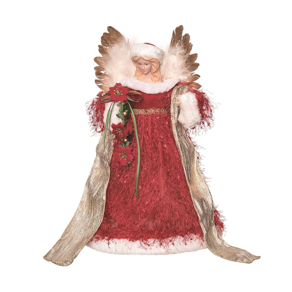 Transpac Fabric 15.75 in. Multicolor Christmas Ornate Gilded Angel