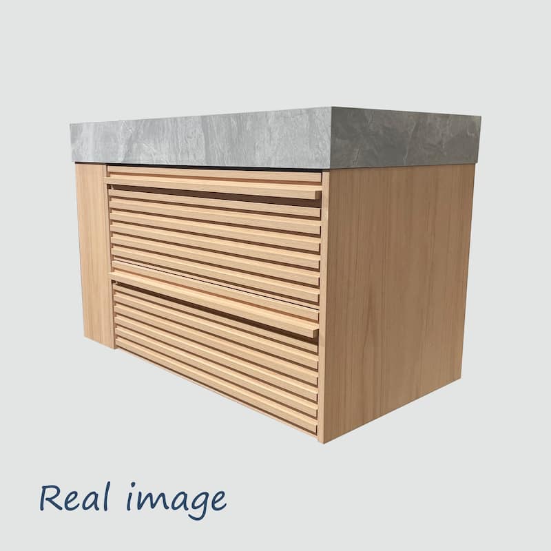 Modern 36" Bathroom Vanities, Sintered Stone Tabletop, Sold wood Cabinets, 2 Drawers& 2 Adjustable Shelves, Not Assembled Need