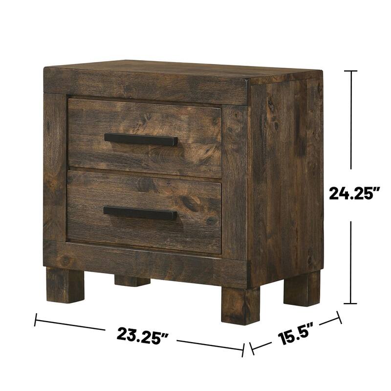 2 Drawers Wooden Nightstand in Golden Brown