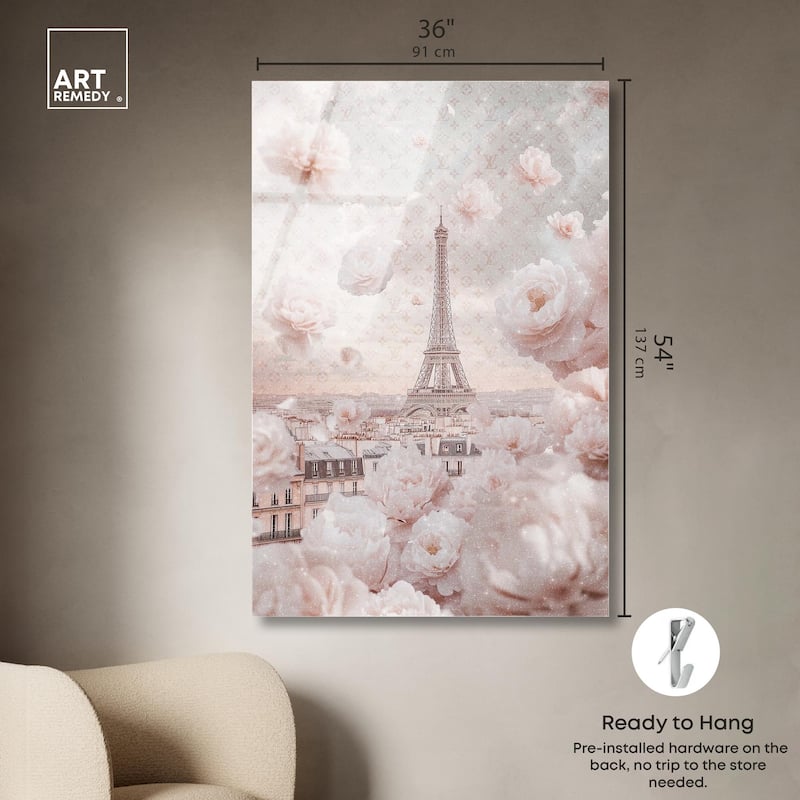 Raining Petals in Paris Acrylic by Art Remedy, Ready to Hang