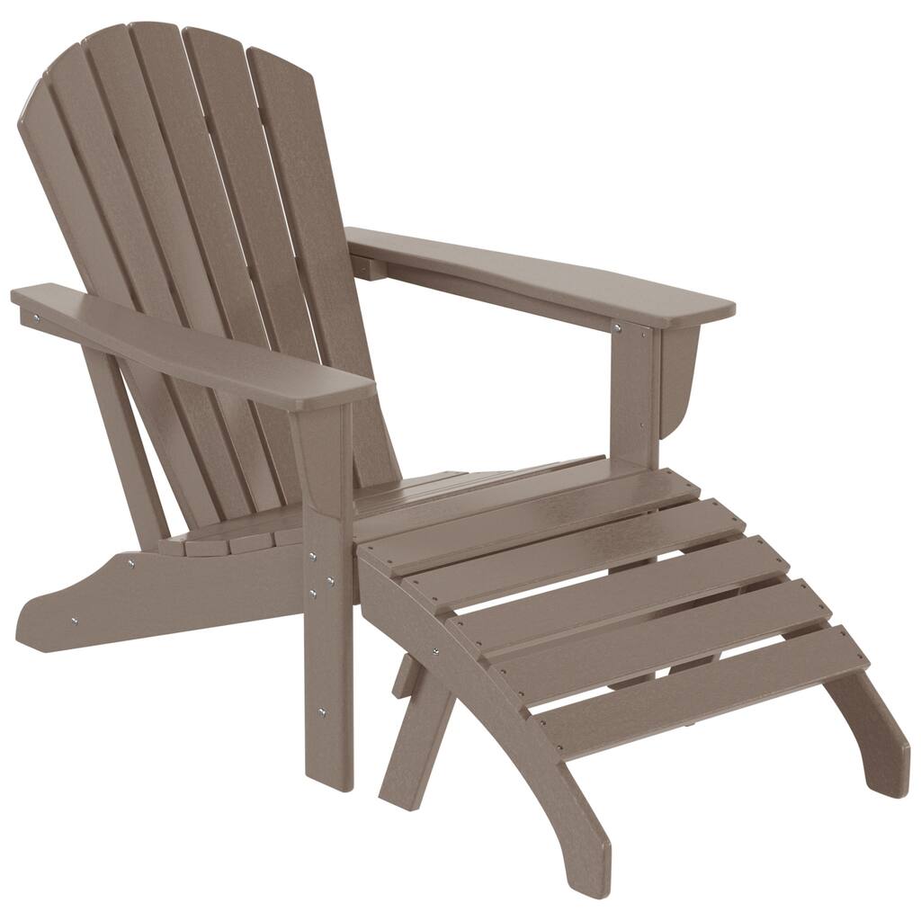 Altura Classic Outdoor Eco-Friendly All Weather Adirondack Chair with Ottoman (2-Piece Set)