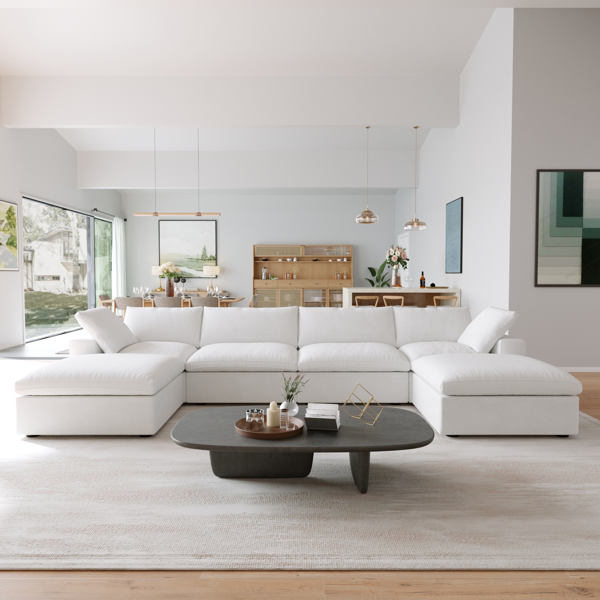 Cloud Modular Sectional Sofa with 2 Storage Ottomans,157