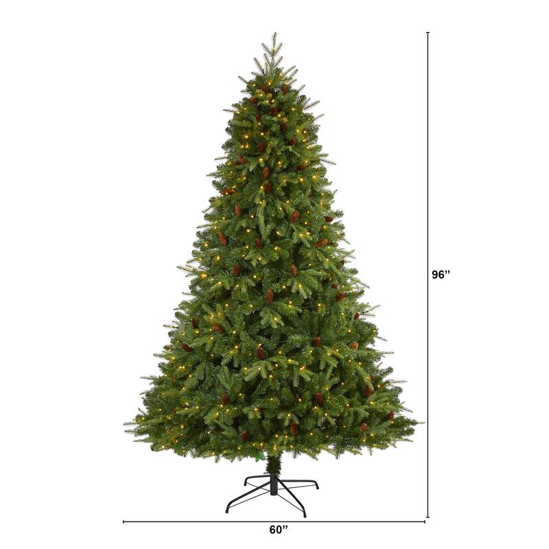 8' Wellington Spruce "Natural Look" Christmas Tree with 550 LED - Green
