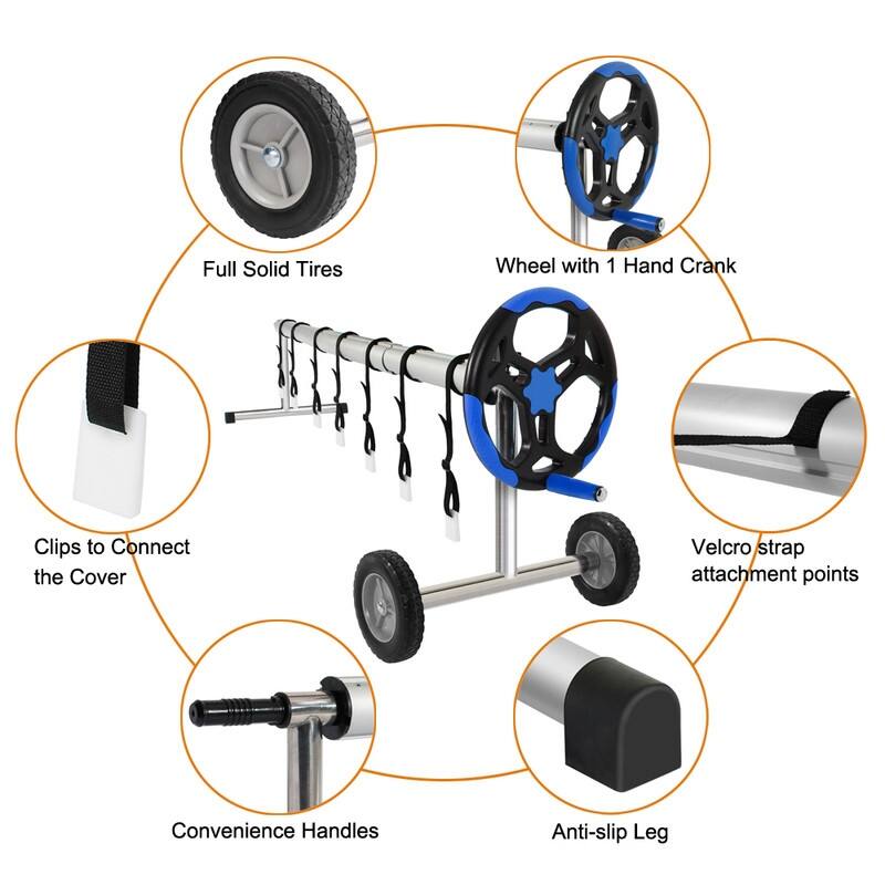 18 Ft Aluminum Inground Solar Cover Swimming Pool Cover Reel Blue - 18 FT