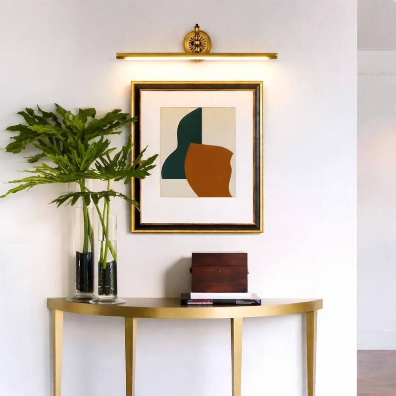 17 in Sculptural Antique Brass LED Vanity Light - 17 in