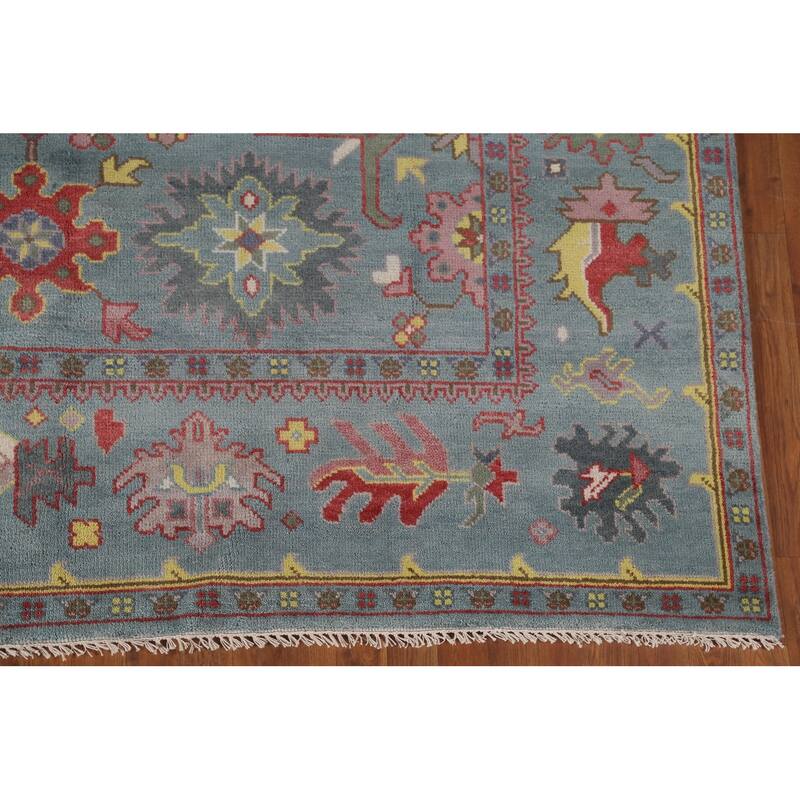 Floral Gray Oushak Area Rug Handmade Wool Carpet - 8'1"x 9'8"
