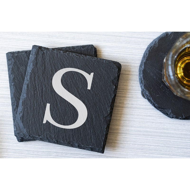 Personalized Letter Square Slate Coaster - 1 piece