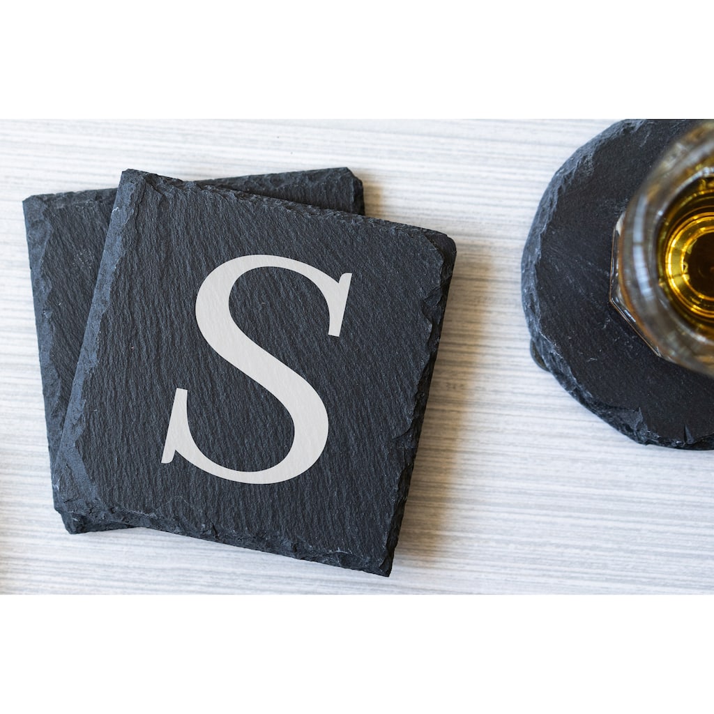 Personalized Letter Square Slate Coaster - 1 piece