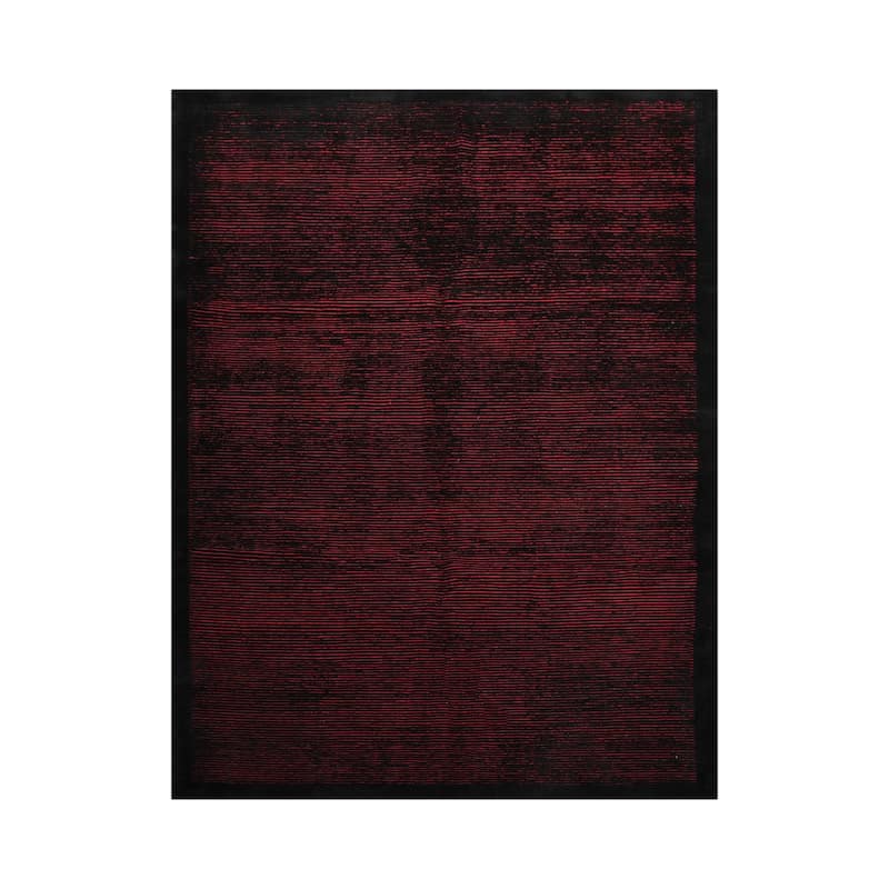 Hand Knotted Tibetan Black Tibetan Wool Traditional Oriental Area Rug - 5' 8'' x 8' 7''