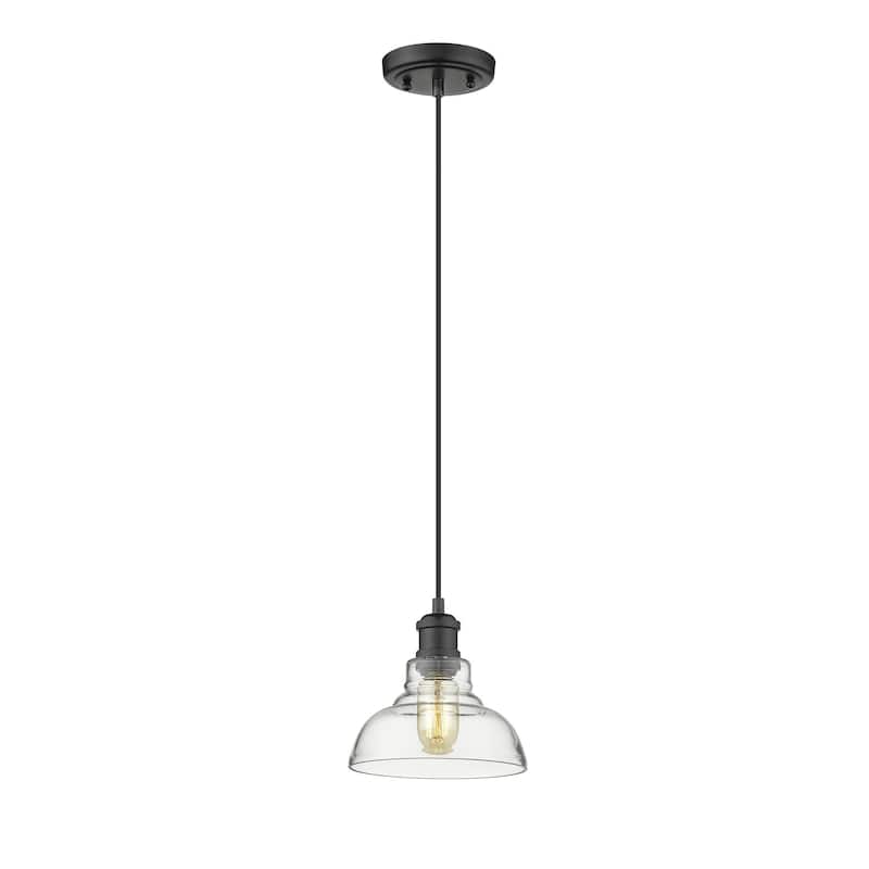 Yep by Golden Lighting Carver 1-light Pendant in Matte Black and Clear Glass