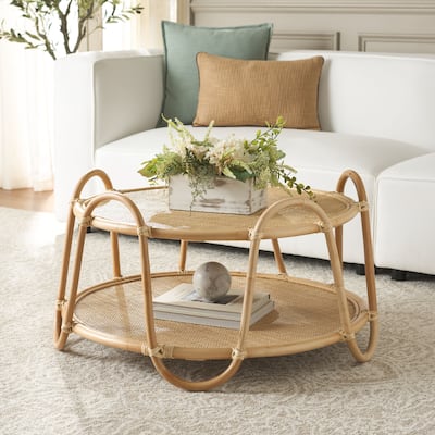 SAFAVIEH Althea Rattan Coffee Table (Fully Assembled) - 33"W x 33"D x 18"H