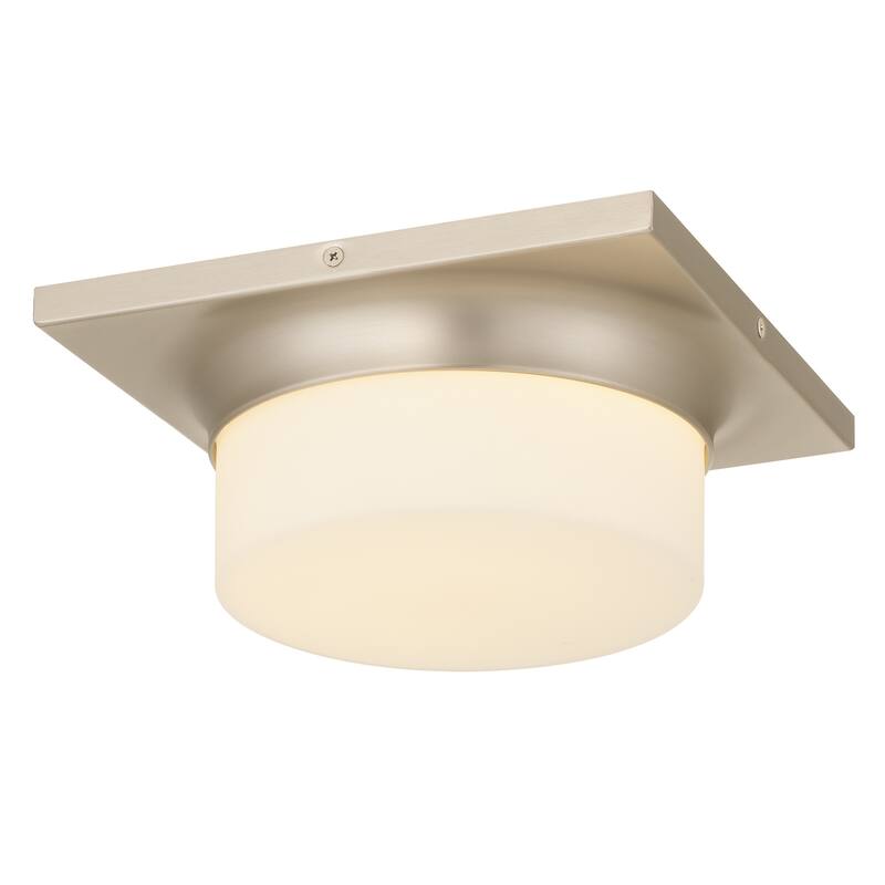 10-in Antique Brass LED Flush Mount