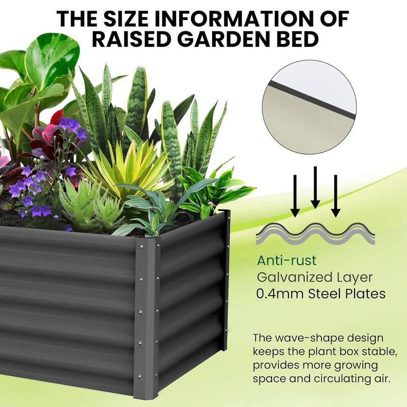 2PCS 6x3x1.5ft Galvanized Raised Garden Bed, Planter Boxes Outdoor for Vegetables, Herbs, Flowers