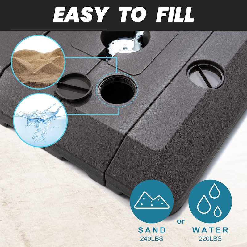 9 x11 FT LED Lighted Patio Cantilever Umbrella Double Top with Weighted Base