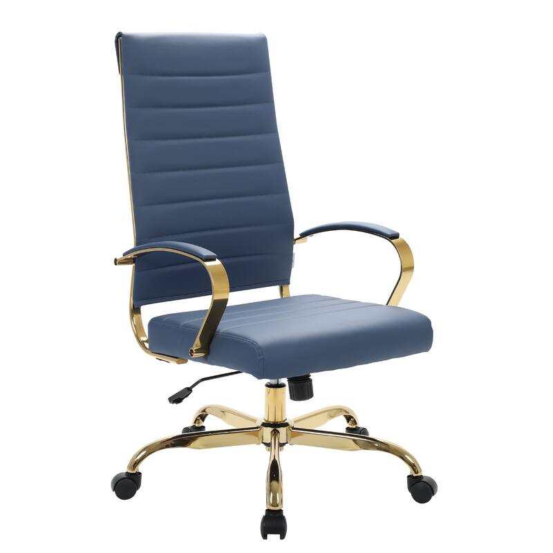 Ergonomic Office Chair - High-Back Adjustable Swivel Task Chair with Gold Frame - Modern Desk Chair