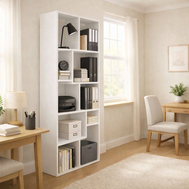 Asymmetrical Display Shelf & Bookcase, 5-Tier, Black