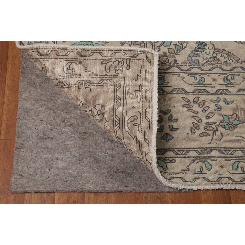 Traditional Beige Tabriz Persian Area Rug Handmade Wool Carpet - 10'3"x 12'8"