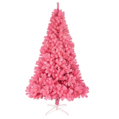 6 Foot Pink Artificial Christmas Tree with 1000 PVC Tips and Durable Metal Tree Stand Included - 6-Feet