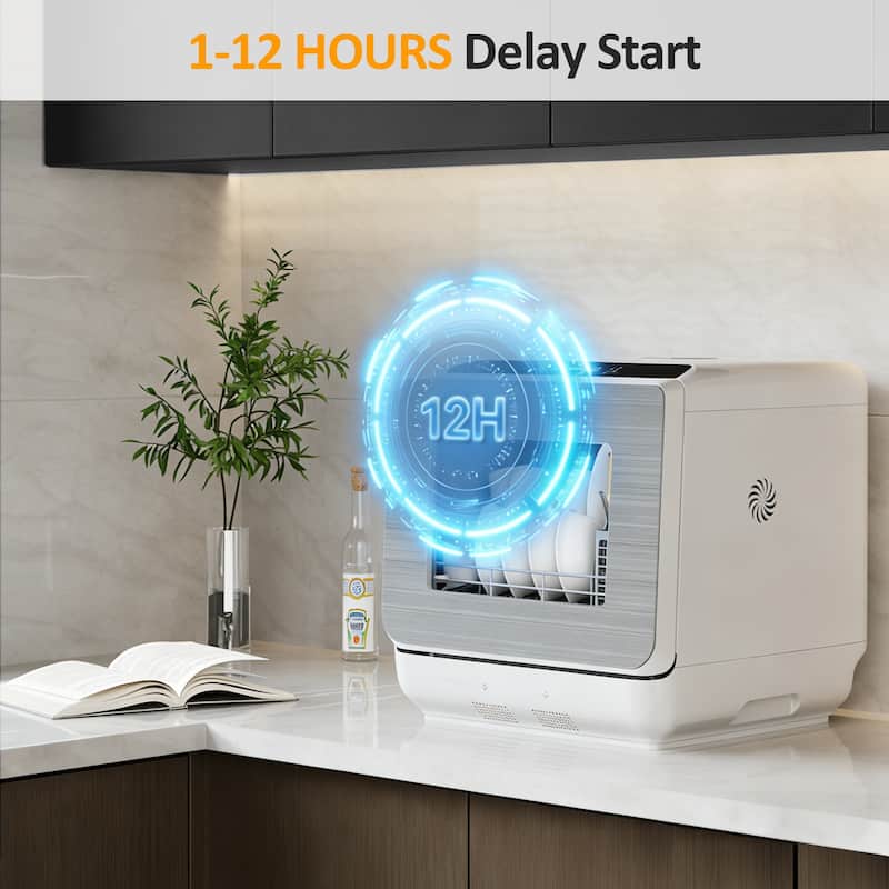 Portable Countertop Dishwasher 18", 152oz Built-in Water Tank, 6 Wash Programs - N/A
