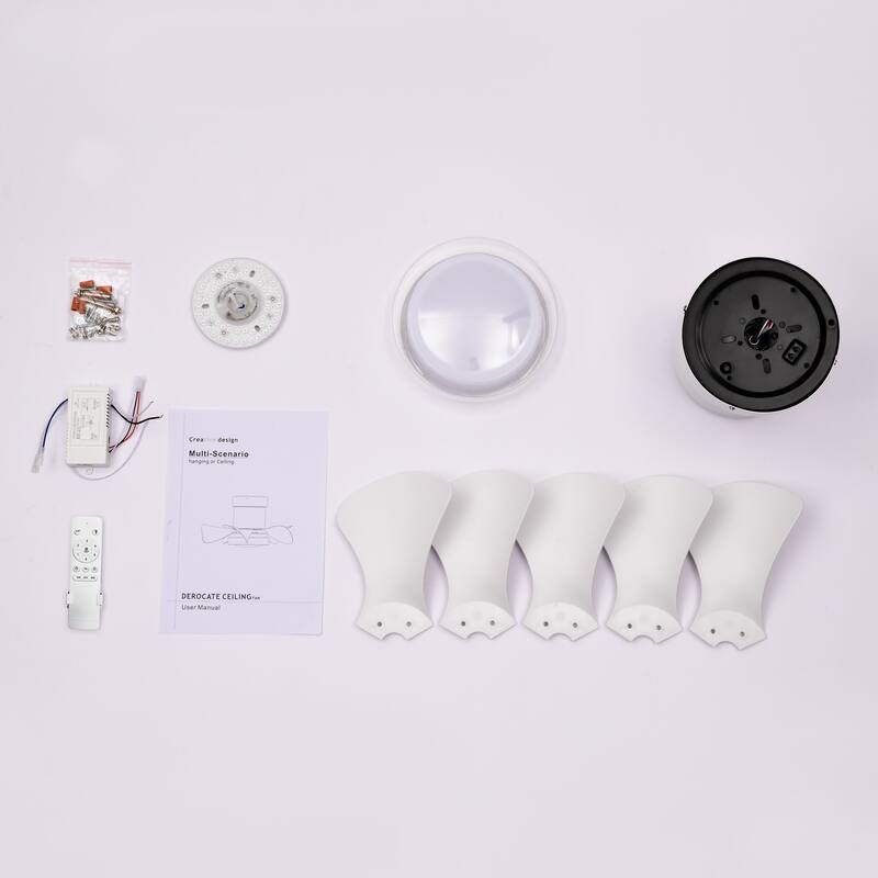 21 inch Flush Mount Ceiling Fan with Light and Remote Control, 6 Speed Reversible DC Motor, LED Ceiling Fan Lighting