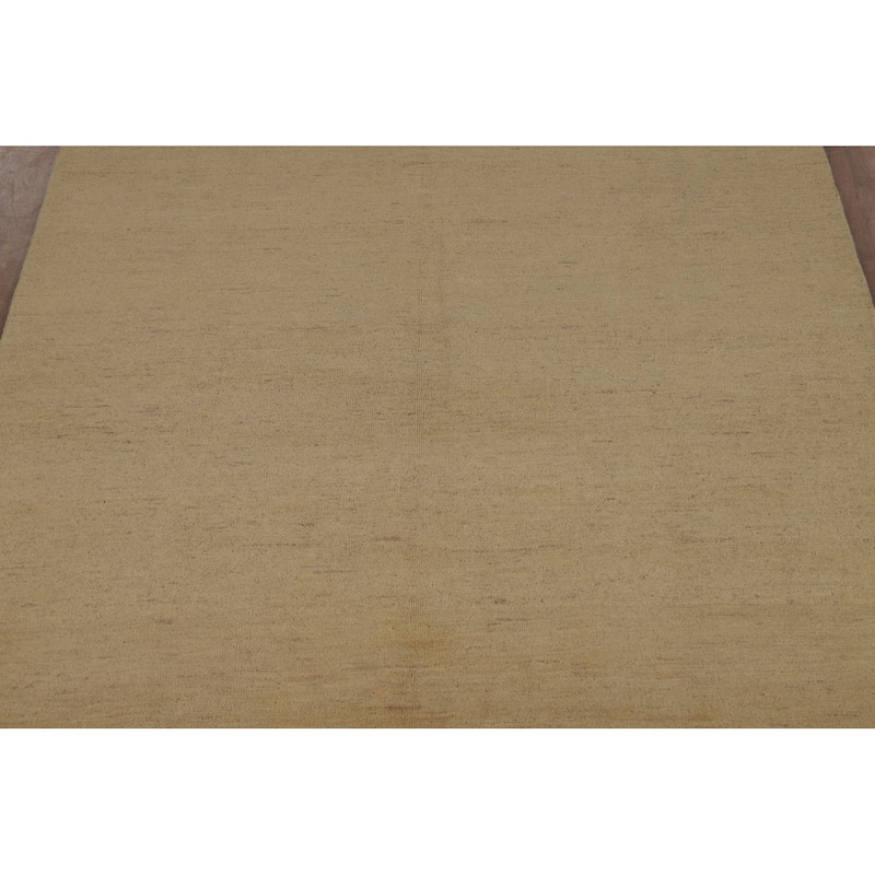 Beige Gold Gabbeh Oriental Area Rug Hand-Knotted Wool Carpet - 5'9" x 8'4"