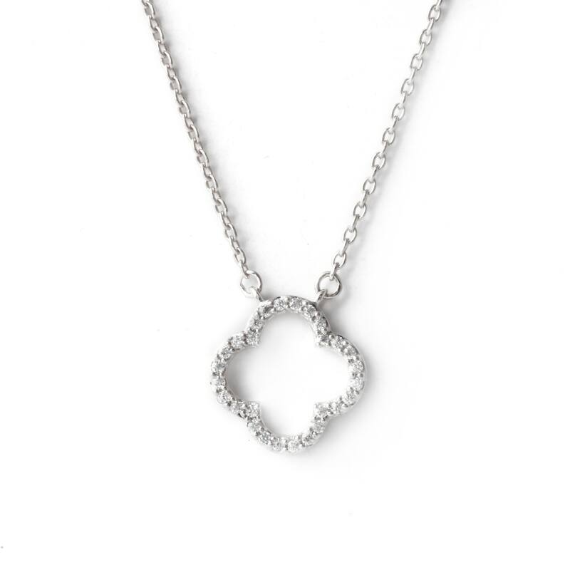 1/10ct Diamond Geometric Pendant Necklace in Silver for Women