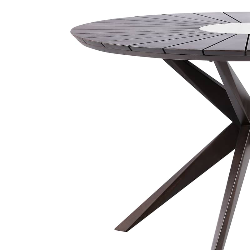 Solid Eucalyptus Wood and Rope 5 Piece Round Outdoor Dining Set