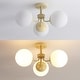 preview thumbnail 8 of 9, JONATHAN Y Ojai 23.5" 3-Light Bohemian Farmhouse Iron/Frosted Glass LED Semi Flush Mount, Brass Gold/White