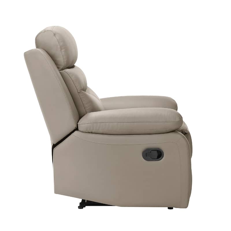 Hanna Manual Reclining Chair, Latte Brown Top Grain Leather Cushions