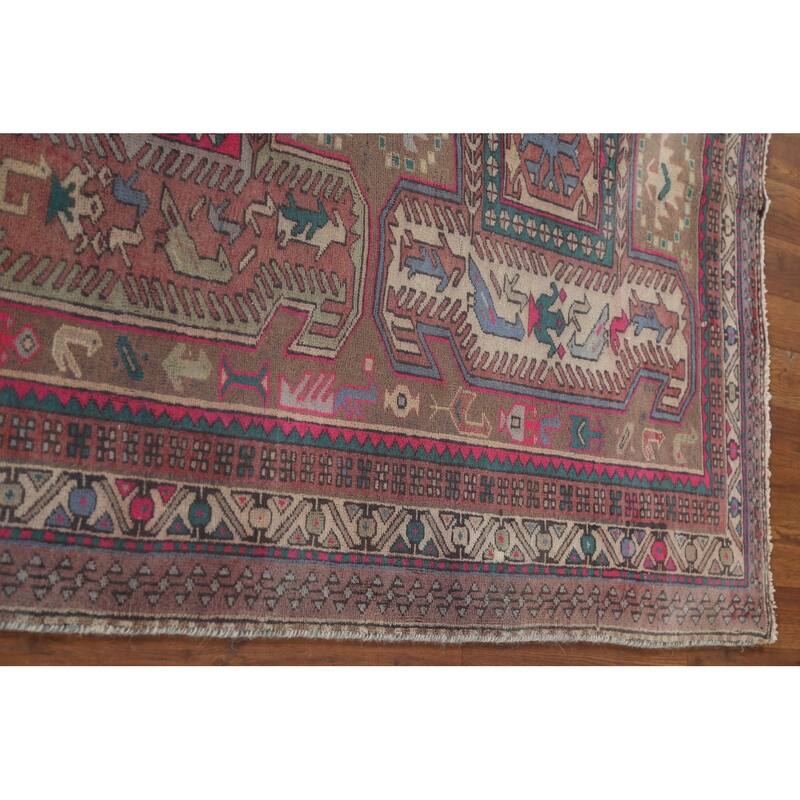 Tribal Meshkin Persian Vintage Runner Rug Hand-Knotted Wool Carpet - 3'11" x 10'5"