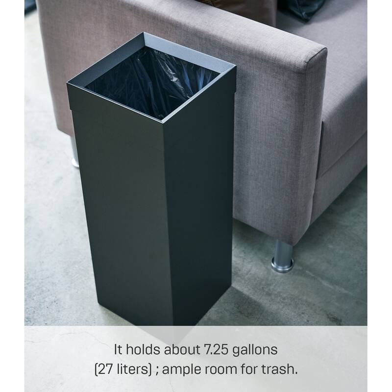 Yamazaki Home Trash Can, Steel, 7.25 gallons, 27 liters