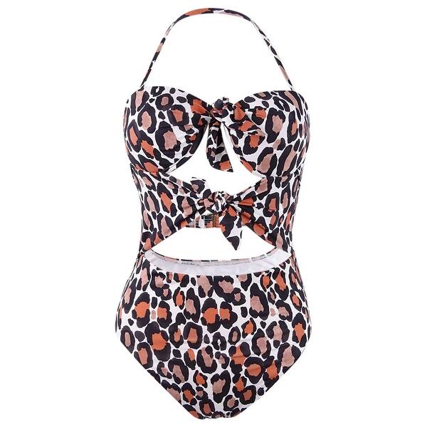 Shop Bar Iii Women S Run Wild Printed Tie Front One Piece Swimsuit