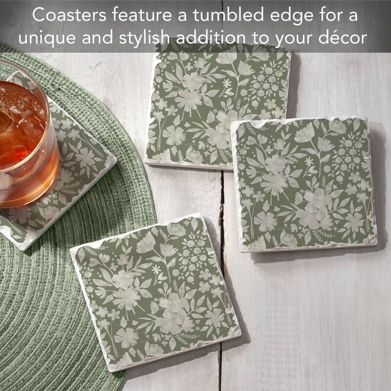 Wild Apple Graphics 4-Pack Tumbled Tile Stone Coasters with Protective Cork Backing Manufactured in The USA
