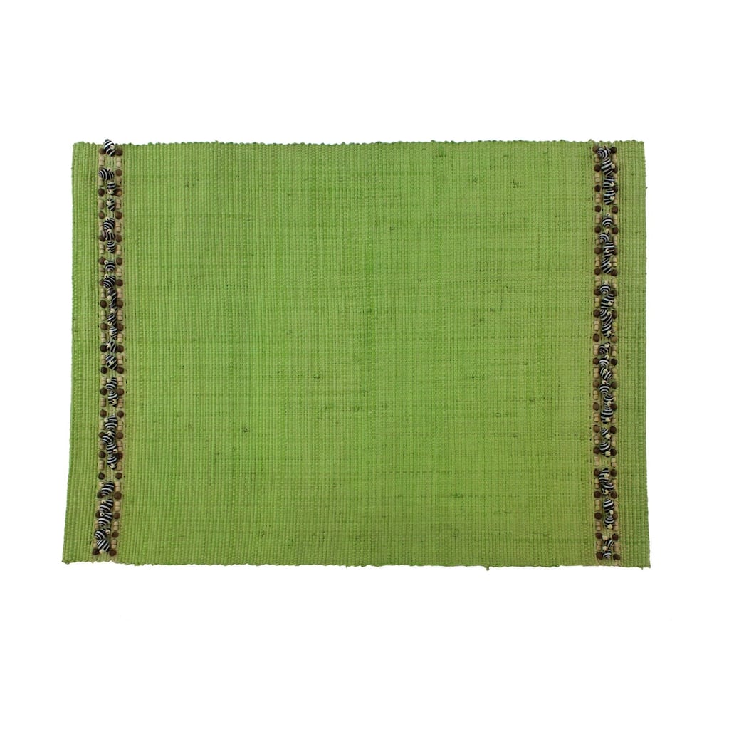 Green Raffia Placemats Set of 4, 13" x 19"