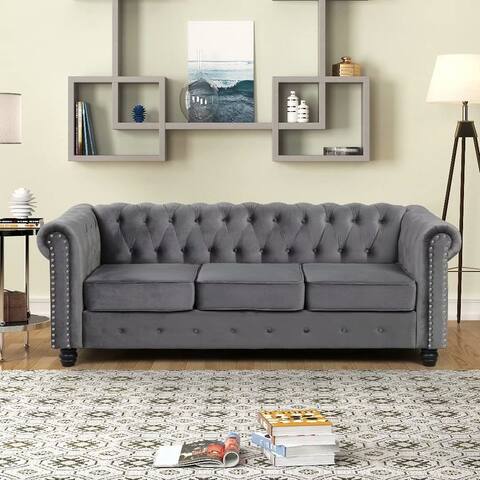 Tufted Velvet Upholstered Chesterfield Sofa
