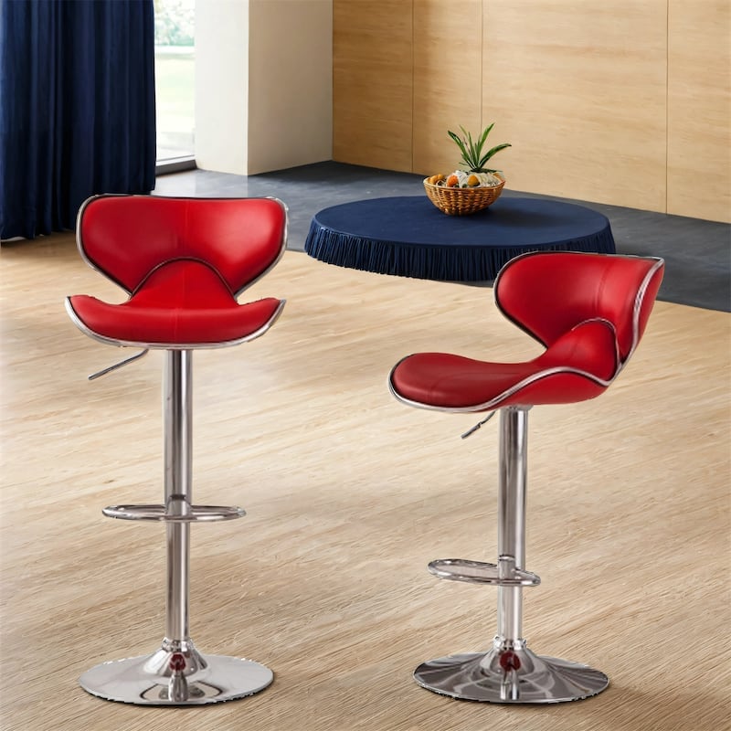 Upholstery Adjustable Swivel Barstool w/ Chrome Base (Set of 2)