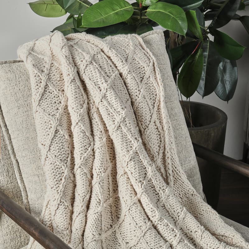 Kosas Home Porter 100% Cotton 50"x70" Throw, Ivory