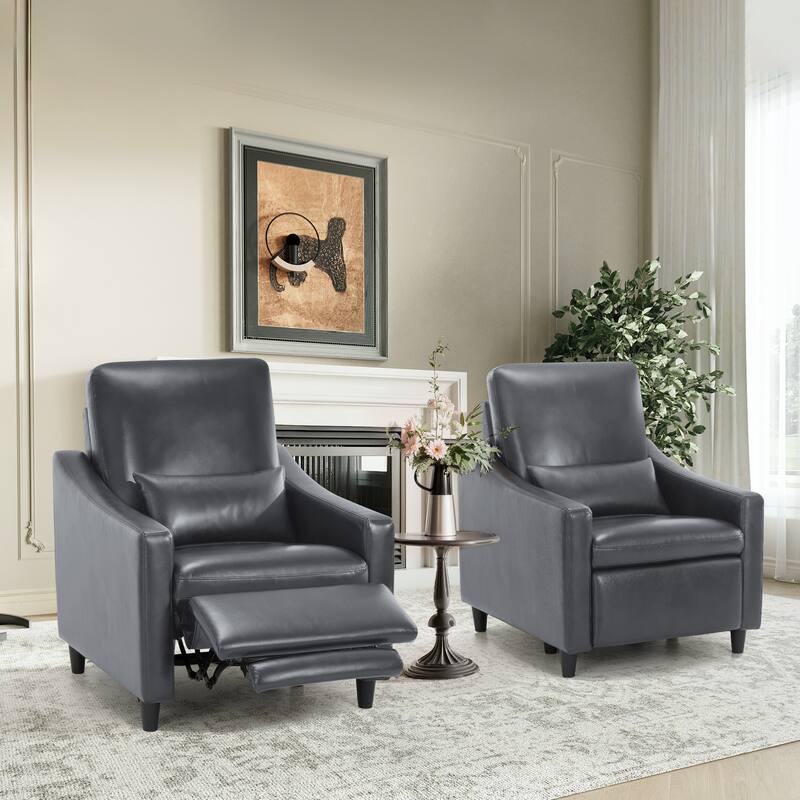 Electric Pushback Recliner with Leather Upholstery & Charging Port - Adjustable Recline for Living Room​