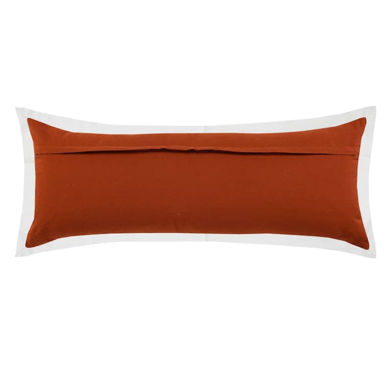 HomeRoots 14" X 36" Red And White 100% Cotton Geometric Zippered Pillow